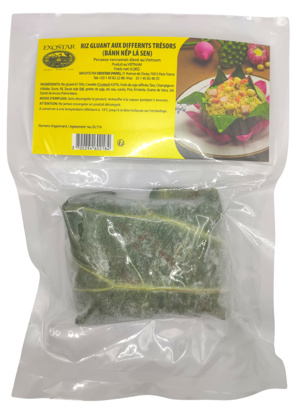 RIZ GLUANT AUX DIFFERENTS TRÉSORS (BÁNH NẾP LÁ SEN) 200GR Exostar Paris