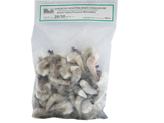 QUEUE DE CREVETTE/GAMBAS BLACK TIGER SACHET 1KG (750GR NET) Origine: Bangladesh