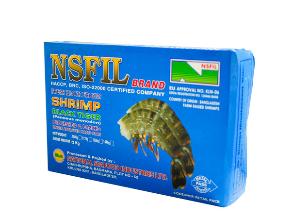 QUEUE CREVETTE BLACK TIGER 1,8KG (1.26 KG NET) Origine: Bangladesh