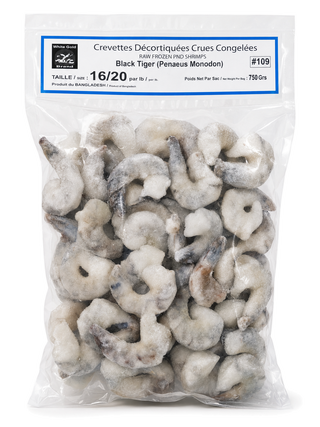 CREVETTES DECORTIQUEES EN SACHET 1KG (750GR NET) Origine: Bangladesh