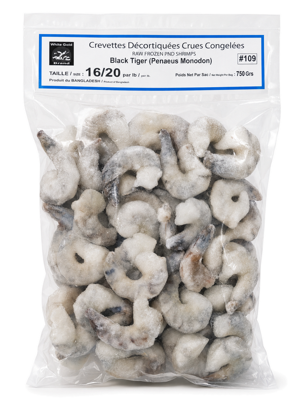 CREVETTES DECORTIQUEES EN SACHET 1KG (750GR NET) Origine: Bangladesh