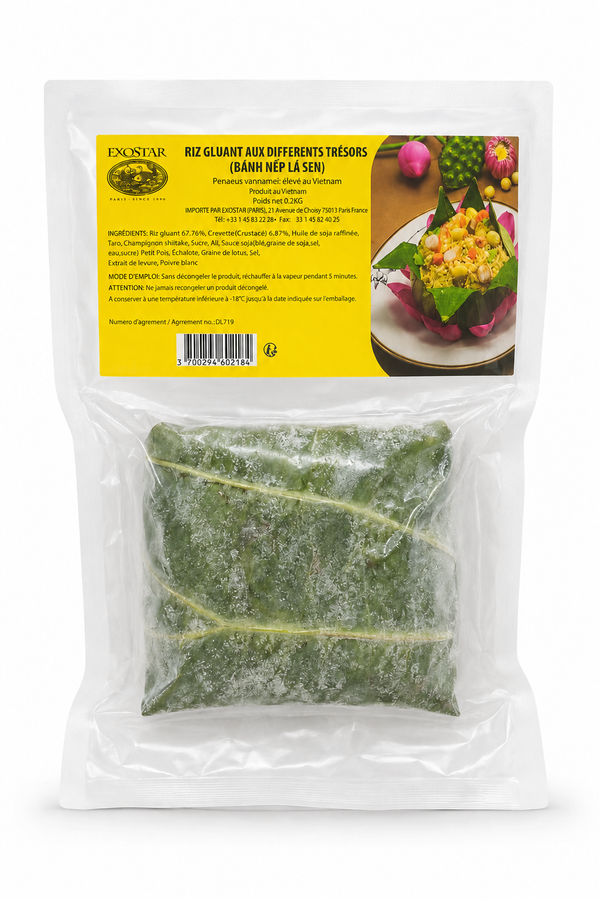 RIZ GLUANT AUX DIFFERENTS TRÉSORS (BÁNH NẾP LÁ SEN) 200GR Exostar Paris