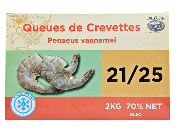 QUEUE DE CREVETTE VANNAMEI VIETNAM 2KG (1,4KG NET) Origine: Vietnam