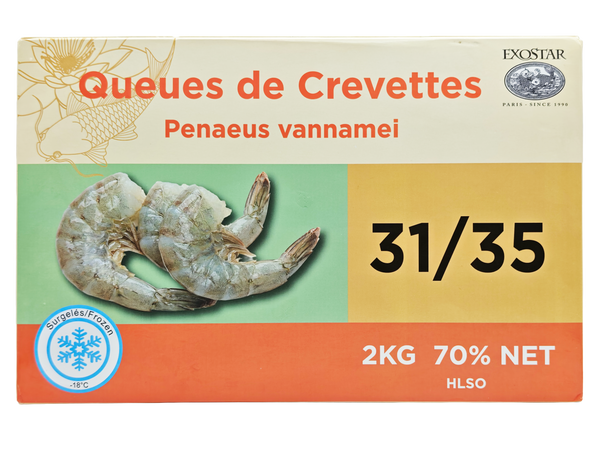 QUEUE DE CREVETTE VANNAMEI VIETNAM 2KG (1,4KG NET) Origine: Vietnam