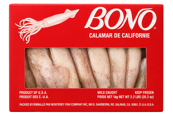 CALAMAR ENTIER DE CALIFORNIE 1KG Origine: États-Unis